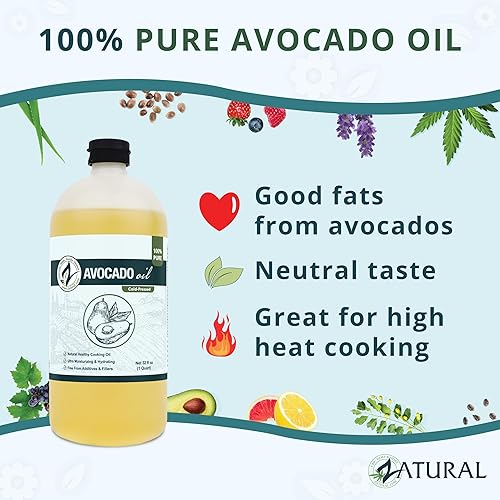 Miniatura 6 de Zatural Aceite de aguacate natural virgen 100 puro sin aditivos limpio prensado en frío sin OMG vegano para cocinar freír hornear y para salsas