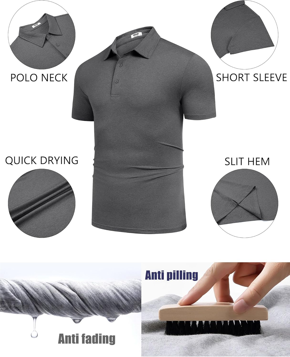 COOFANDY Men's Polo Shirt Golf Quick Dry Performance Short Sleeve Moisture Wicking Athletic Polo Collared Tennis T-Shirt