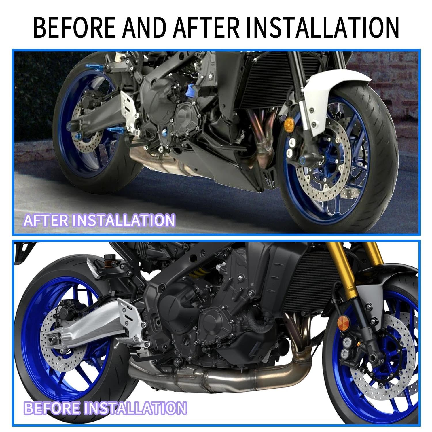 Pour Yamaha MT-09 MT 09 XSR900 XSR 900 Tracer 9 900 GT Carénage Avant Aileron Latéral Aileron Aérodynamique (couleur : Blanc, Taille : Normale