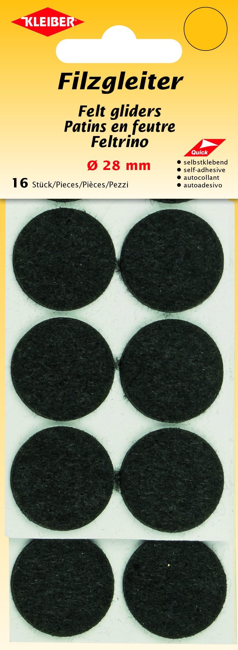 Kleiber Felt Gliders 28mm Black, 18 x 8 x 1 cm