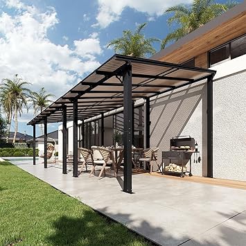 Aoxun 26' x 10' Wall-Mounted Pergola with Sloped Roof