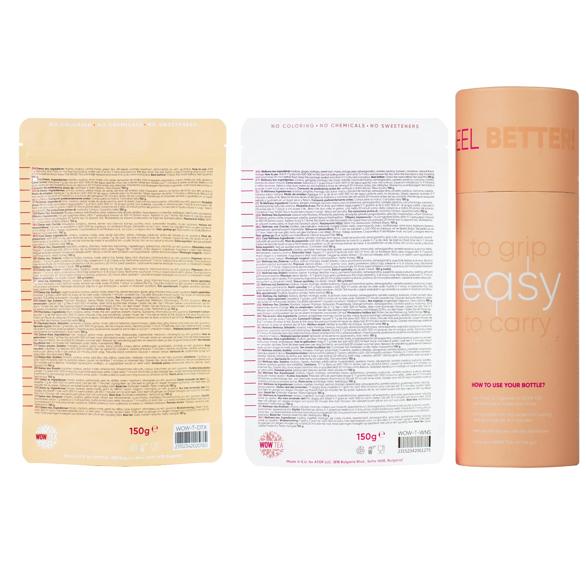 WOWTEA Té Detox Con Botella | Té Adelgazante Para Bajar de Peso | Infusión para Desintoxicación y Control de Perdida de Peso