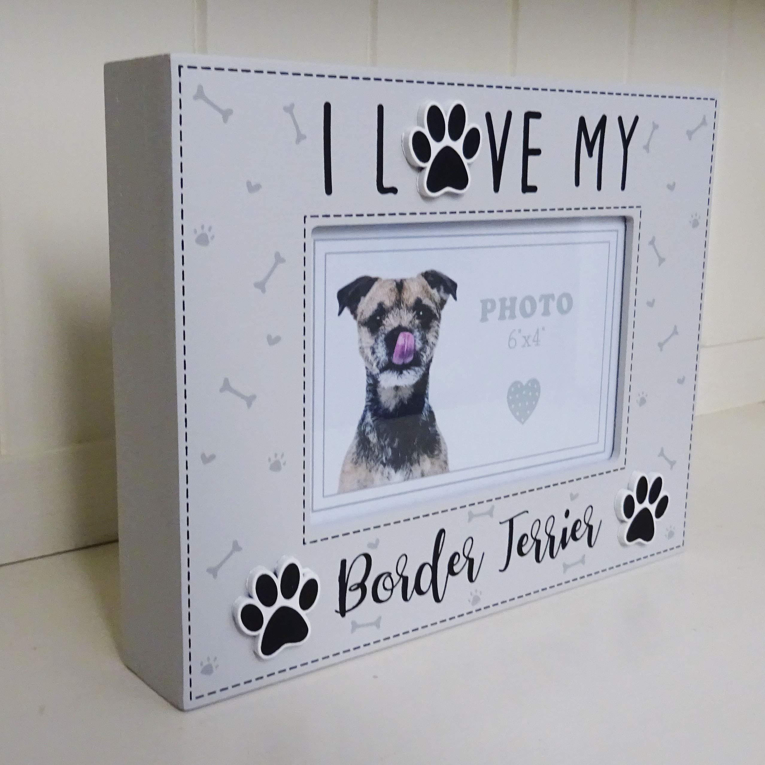 Global Designs Natural Border Terrier Dog Photo Frame I Love My Dog Or Puppy 20 Assorted Dog Breeds Available 6X4"