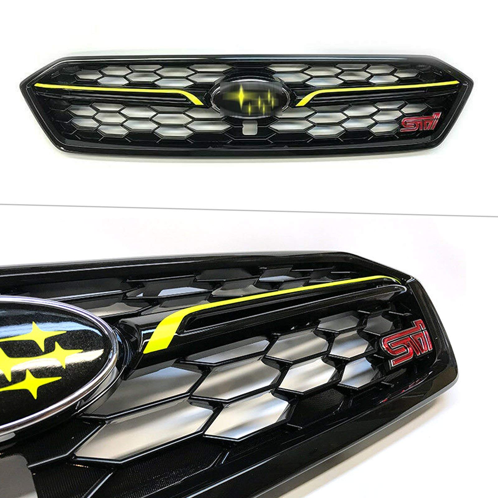 Fluorescent Yellow Front Grille Pinstripe Trim Vinyl Sticker Decal For Subaru WRX STI 2015-2017