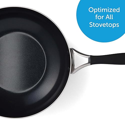 Vista 23 de BK Intelligence - Sartén antiadherente de acero inoxidable de inducción de 9.5 pulgadas, sin PFAS, apta para lavavajillas, color negro