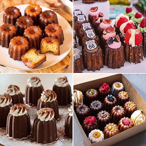 Miniatura 3 de Sidosir Molde de silicona para canele, 12 cavidades antiadherentes, molde para hornear pasteles de silicona para pan, magdalenas