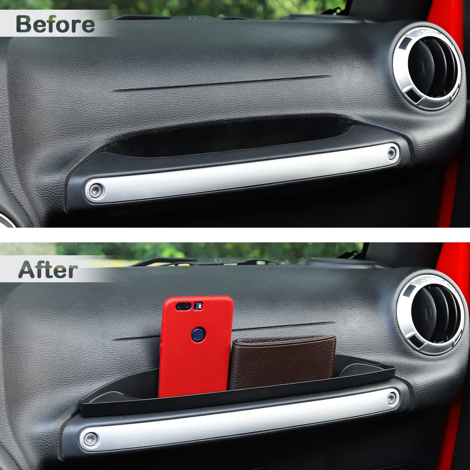 CheroCar Grab Tray Passenger Storage Box Handle Storage Box Tray Organizer Grab Accessory (for Jeep Wrangler Jk 2011-2018)