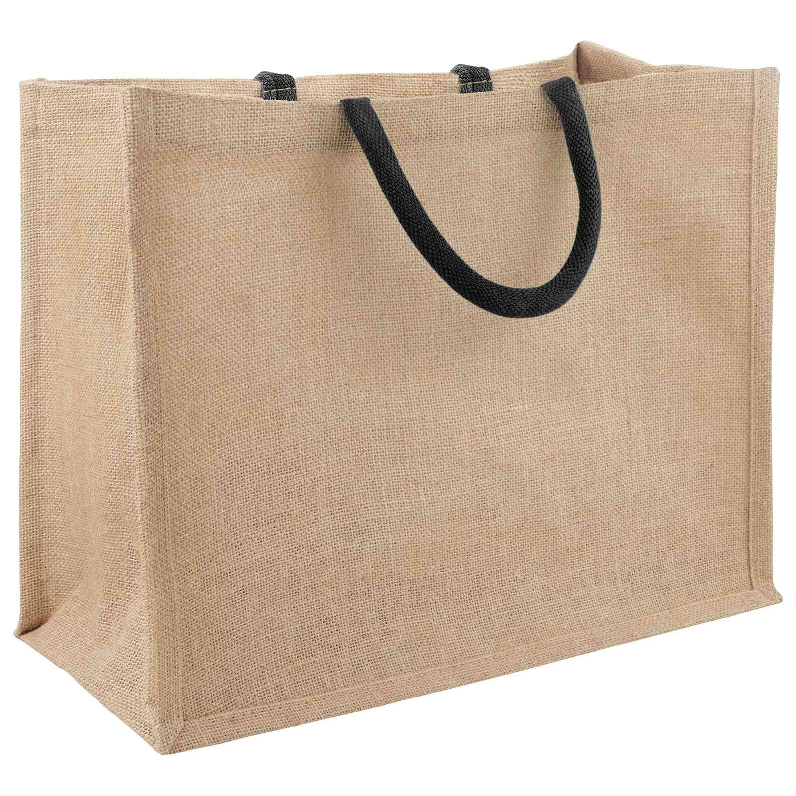 Juego de 5 bolsas de yute de 26 x 22 x 14 cm, bolsa de la compra para alimentos, bolsa de yute resistente con forro interior laminado para compras y uso diario