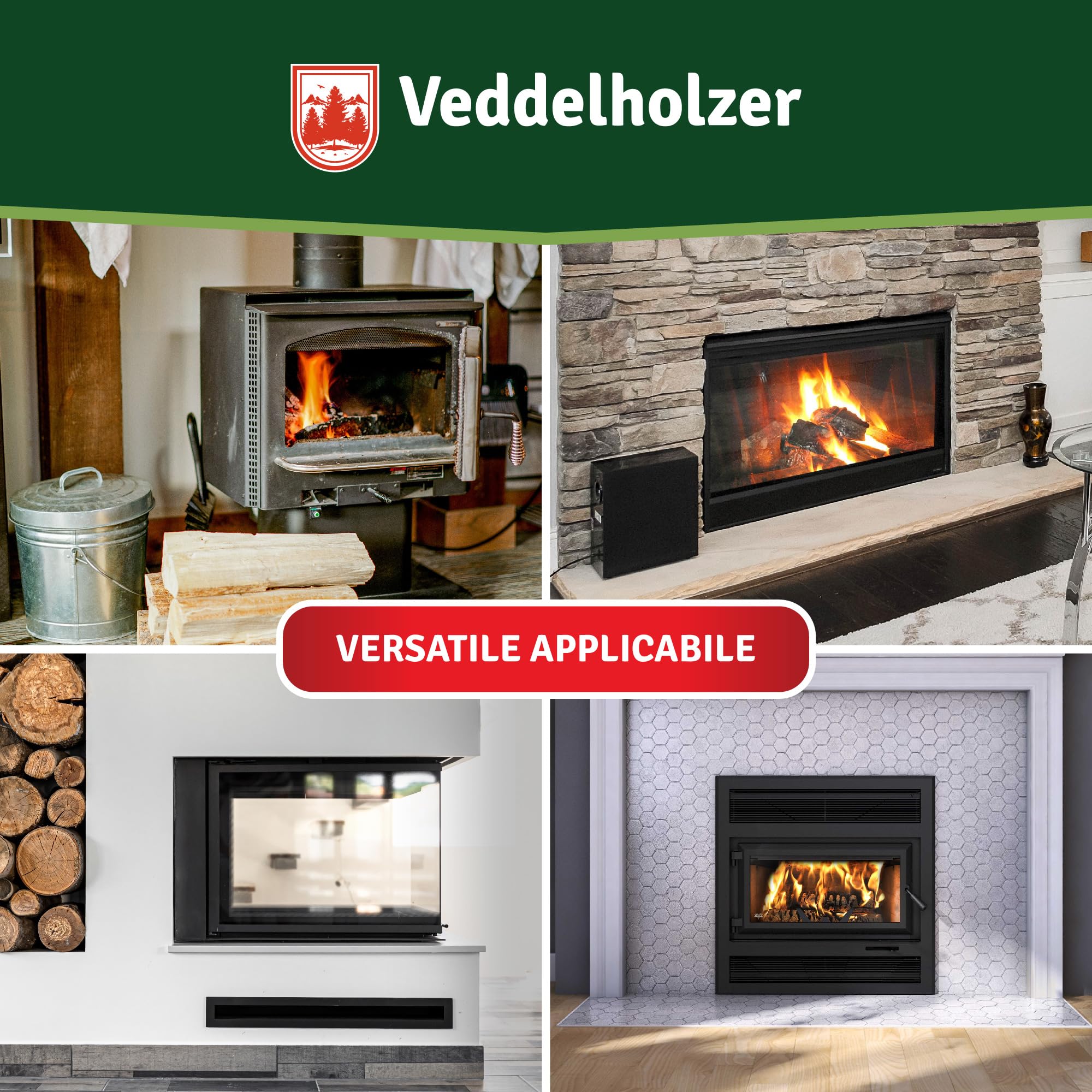 Set completo Veddelholzer Ø 14 mm nastro sigillante per stufe, guarnizione per forni, cavo sigillante, accessori per caminetti Incl. adesivo per alte temperature, guanti, manicotti e istruzioni