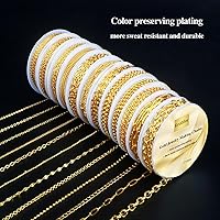 Vista 4 de Ecoofor Cadenas de oro para hacer joyas, 95.1 pies, 12 rollos de cadenas de joyería para hacer collares, pulseras, joyas con anillos