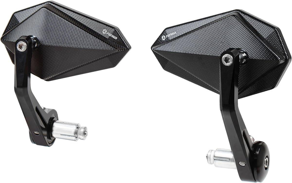 CNC Aleación de aluminio Cafe Racer Negro Espejos de extremo de barra de motocicleta Lado 22MM 7/8"pulgadas Espejo de manillar Vista trasera universal para M8/M6 Estándar Super Sport Naked Street Bike Cruiser Scooter Minimoto