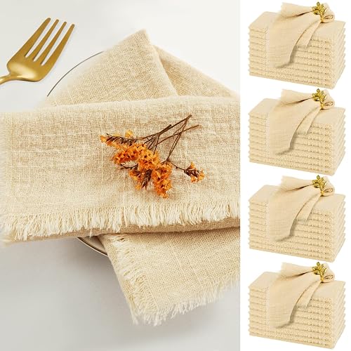 40 Packs Ivory Cloth Napkins Cotton Linen Napkins Bulk 16.5