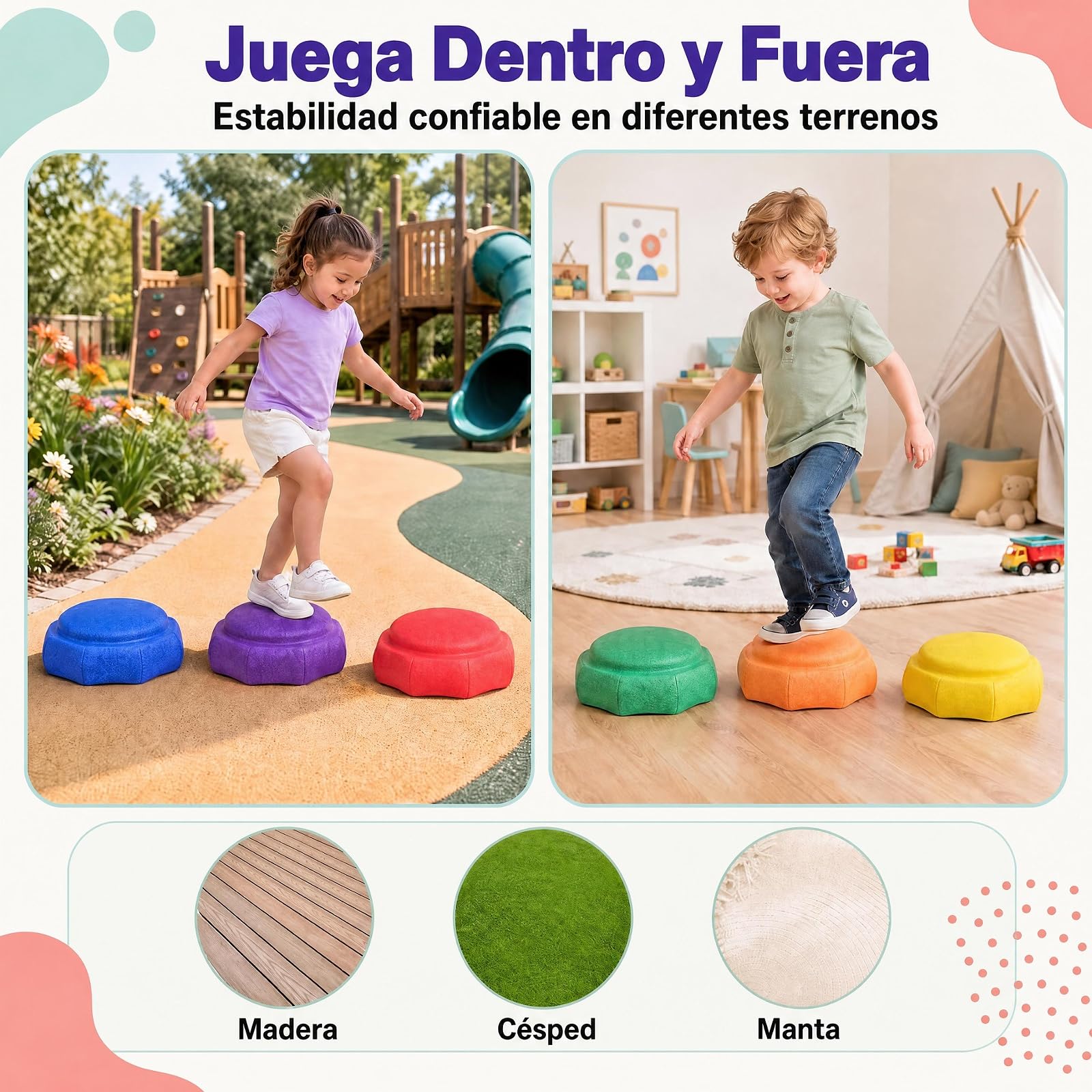 GOPLUS Piedras de Equilibrio para Niños 3+ Años, Carga 80 kg, Multicolor