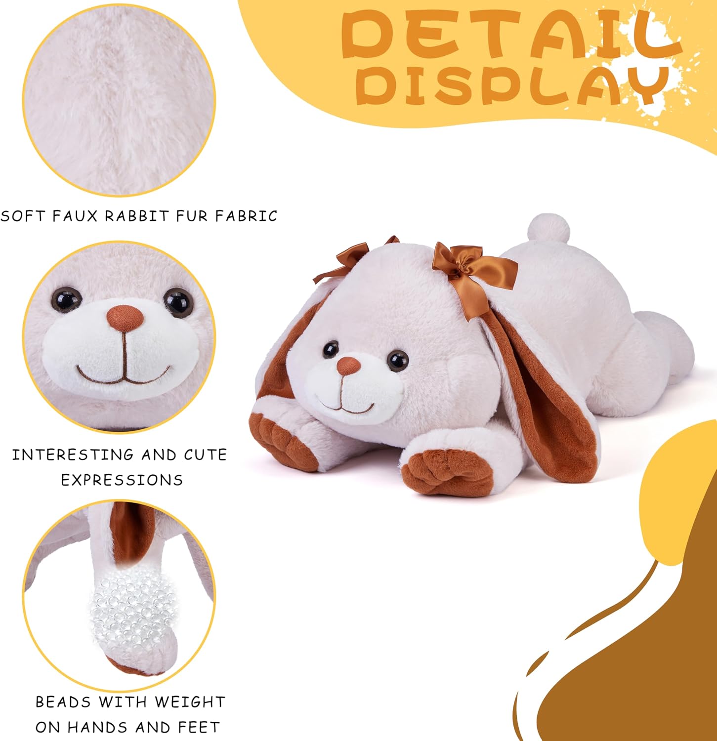 Large Weighted Rabbit Stuffed Animal,28" Big Bunny Plush Toy,Cute Giant Cuddly Soft Gift for Babies, Boys, Girls,Girlfriend on Christmas, Valentine's Day