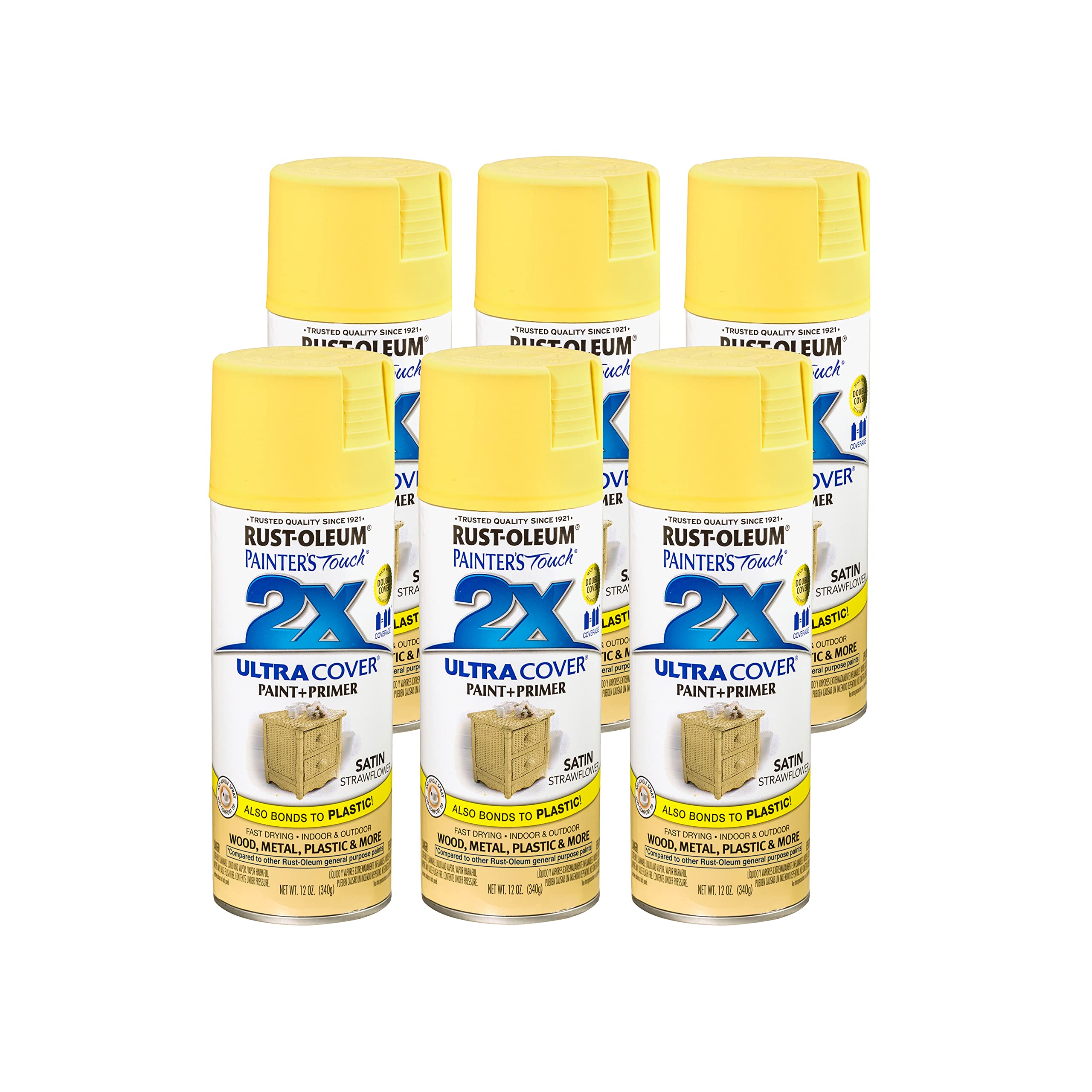 Rust-Oleum Painter's Touch 2X Ultra Cover Spray Paint, Satin Strawflower
