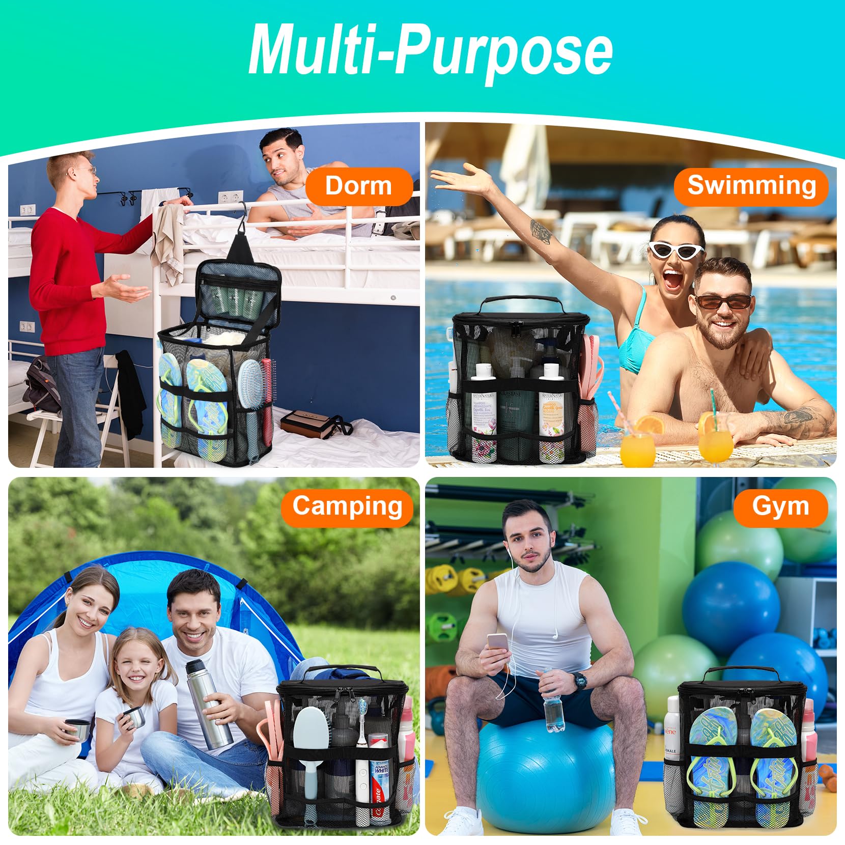 Mesh Shower Caddy - Dorm & Travel Organizer -9