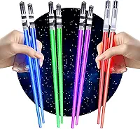 Hashis de sabre de luz com luz LED (4 pares, vermelho, azul, verde, roxo)
