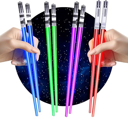 LightSaber Chopsticks Light Up Saber Led (4 Pairs, Red Blue Green Purple) - 4 Pairs - Red Blue Green Purple