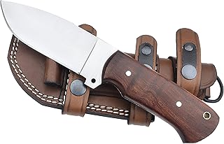 Horizontal Carry Knife, Hunting Knife with Sheath, Fixed Blade Knife with Wooden Handle, Tracker Knife with High Carbon Steel Blade (Rosewood Handle) - ALZAFASH