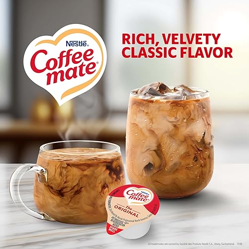 Vista 24 de Nestle Coffee mate Crema para café, vainilla francesa, crema líquida individual, sin lácteos, sin refrigeración, envases de 0.375 onzas líquidas