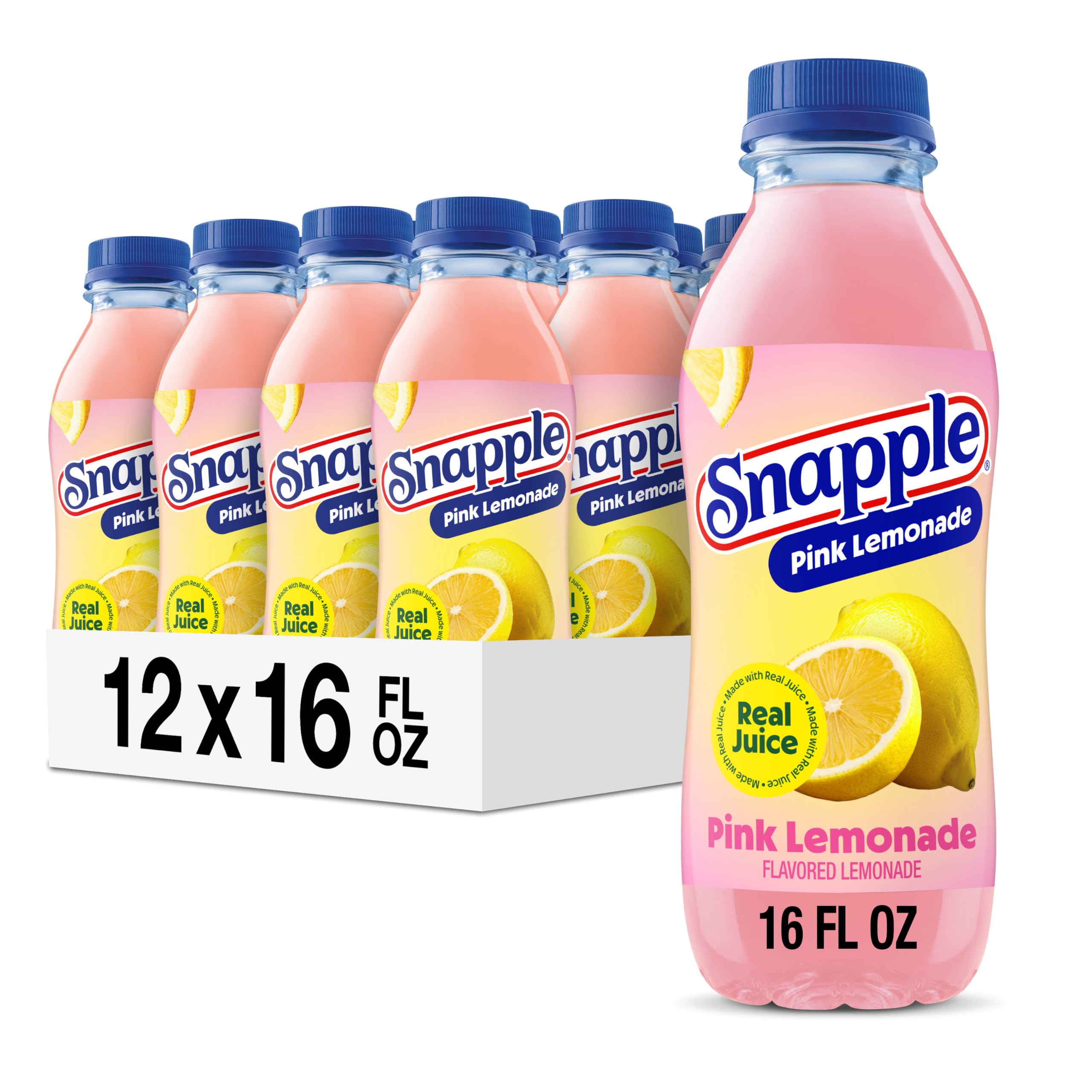 Snapple Pink Lemonade, 16 fl oz recycled plastic bottle, Pack of 12