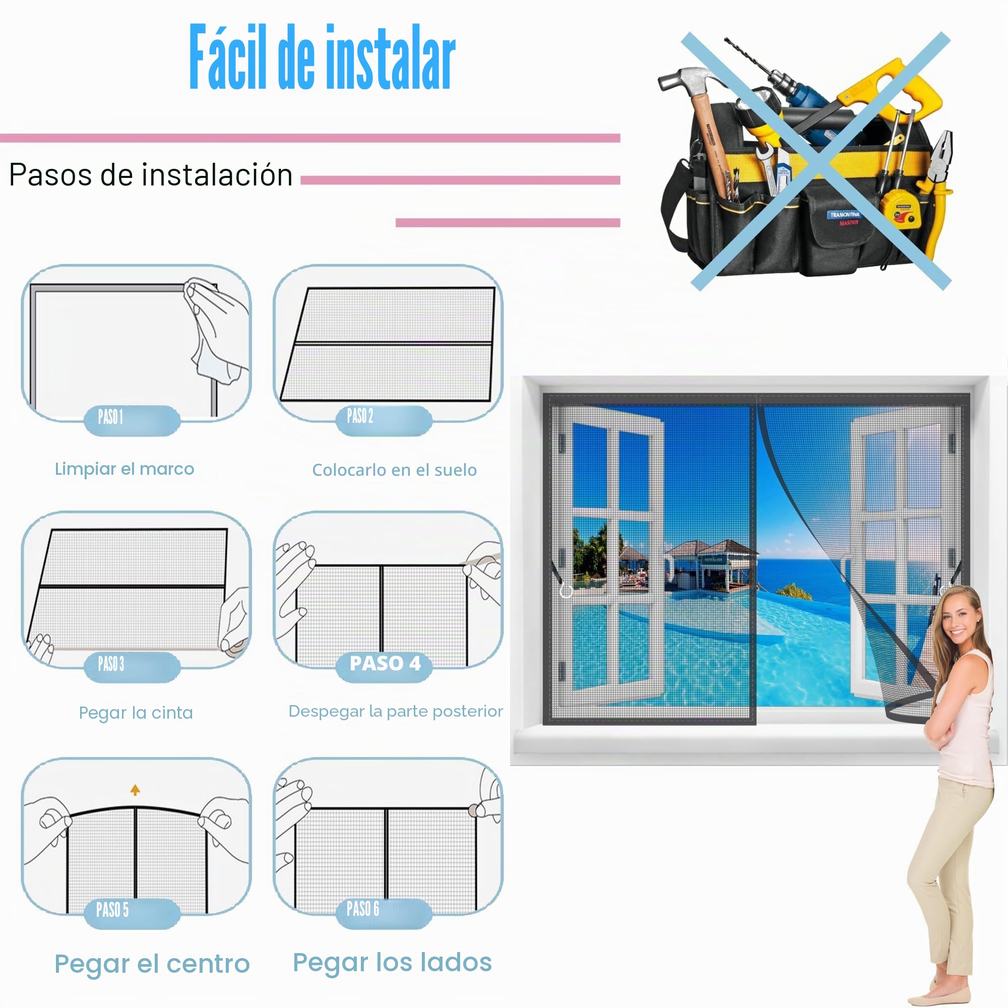 Mosquitera Magnética Para Ventanas,120x120cm Mosquitera Puerta con Malla Super Fina para Dejar Pasar el Aire Fresco, Puerta de Pasillo de Balcón Sala Negro