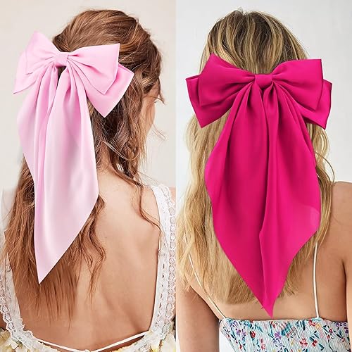 Miniatura 9 de Velscrun Lazos para el cabello para mujeres y niñas, 3 unidades, lazo para el cabello rosa, lazo azul morado, lazos grandes para el cabello, lazos