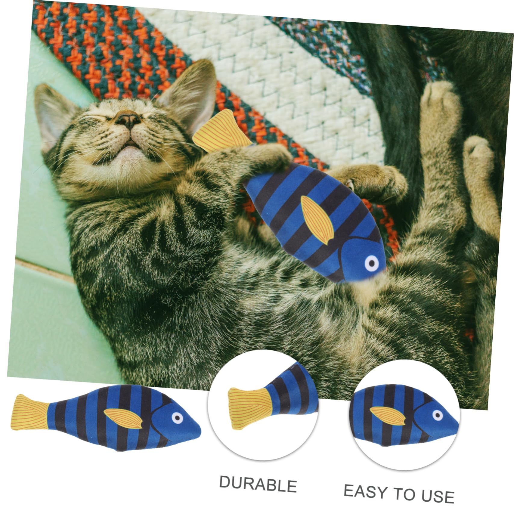 ifundom Jouet de Poisson à Mâcher pour Chat Herbe à Chat Naturelle Peluche Douce Taille Moyenne Intérieur Chatons Adultes