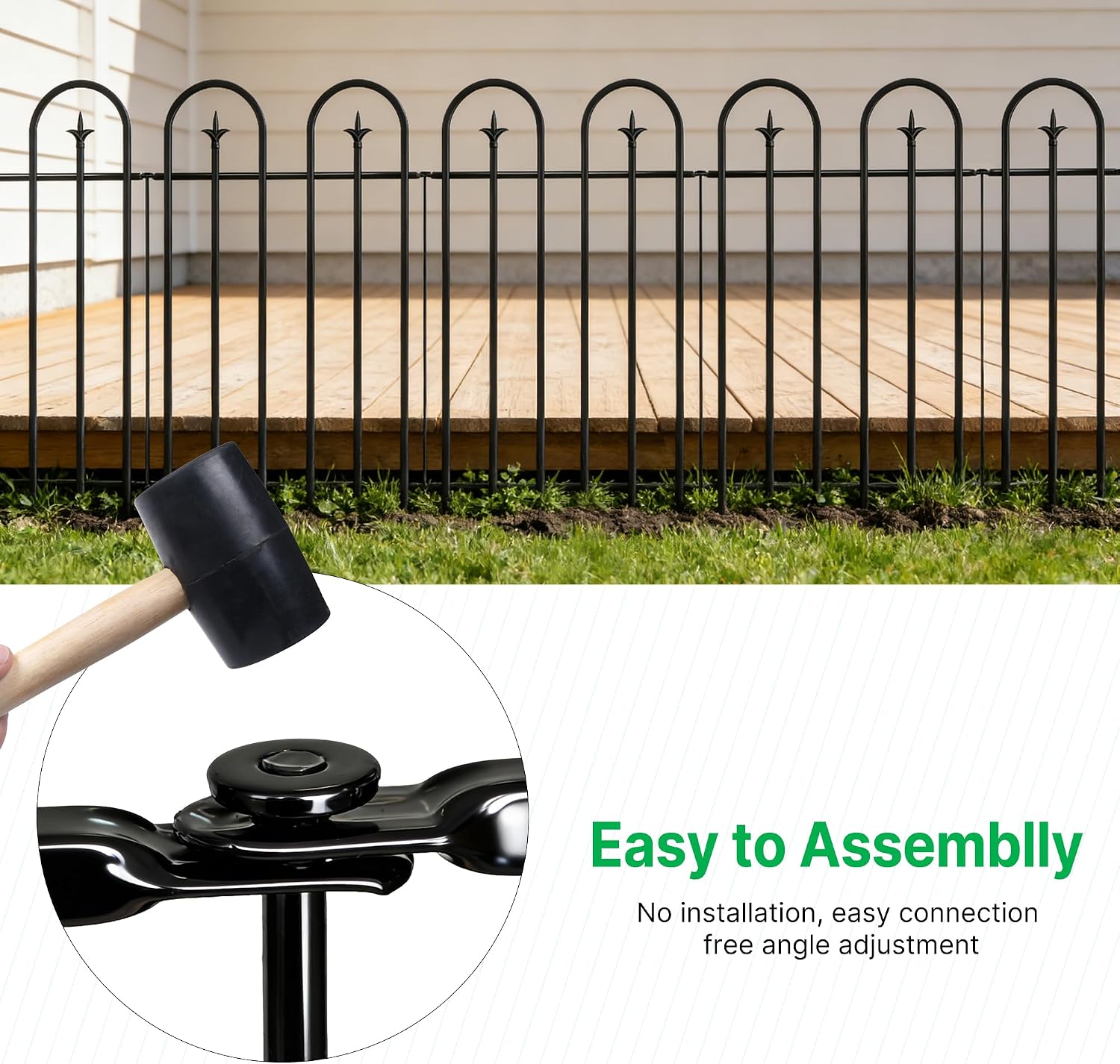ARIFARO 36" H x 28" W No Dig Garden Fence, 5 Panels 11.6ft Black Metal Decorative Fence, Rustproof Easy Assembly Garden Border for Flower Bed, Yard, Patio