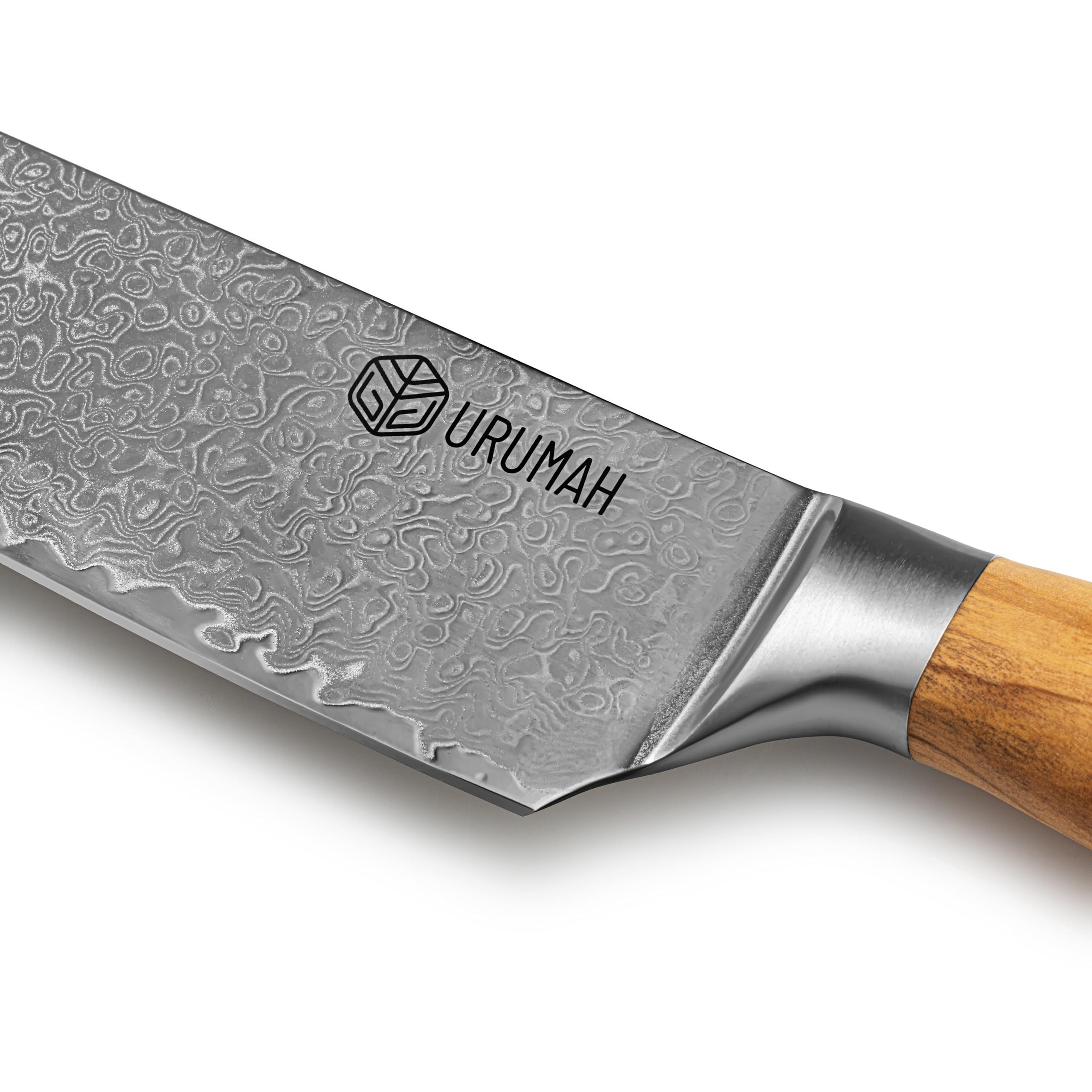 URUMAH Coltello da Cucina Giapponese 20cm Damasco a 67 strati acciaio inossidabile, manico in legno di ulivo, con custodia protettiva e confezione regalo. Coltello da chef in Damasco