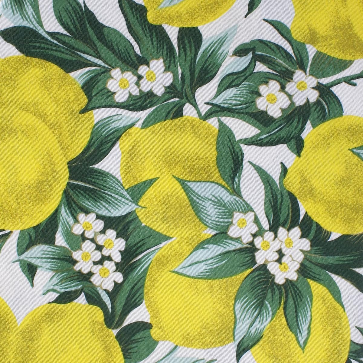 SaRani Tovaglia Plastificata con Stampa Limoni, Foglie Verdi e Volant, Impermeabile (Giallo, 140x230 cm)