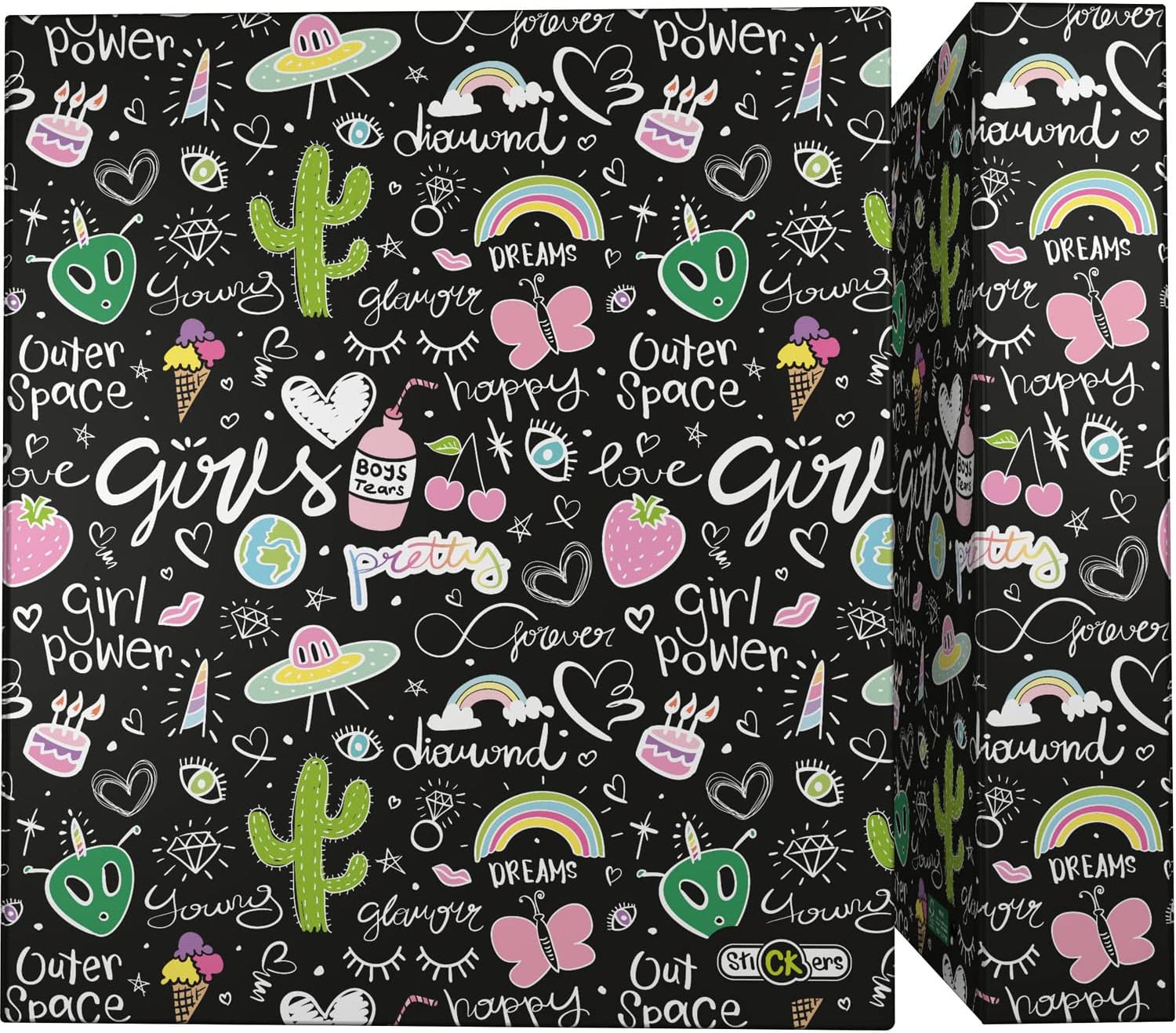 Grafoplás 88172655. A4 Ring Binder, 4 Mixed Rings 40 mm, Soft Anti-Fingerprint, Stickers Collection, Crazy Space