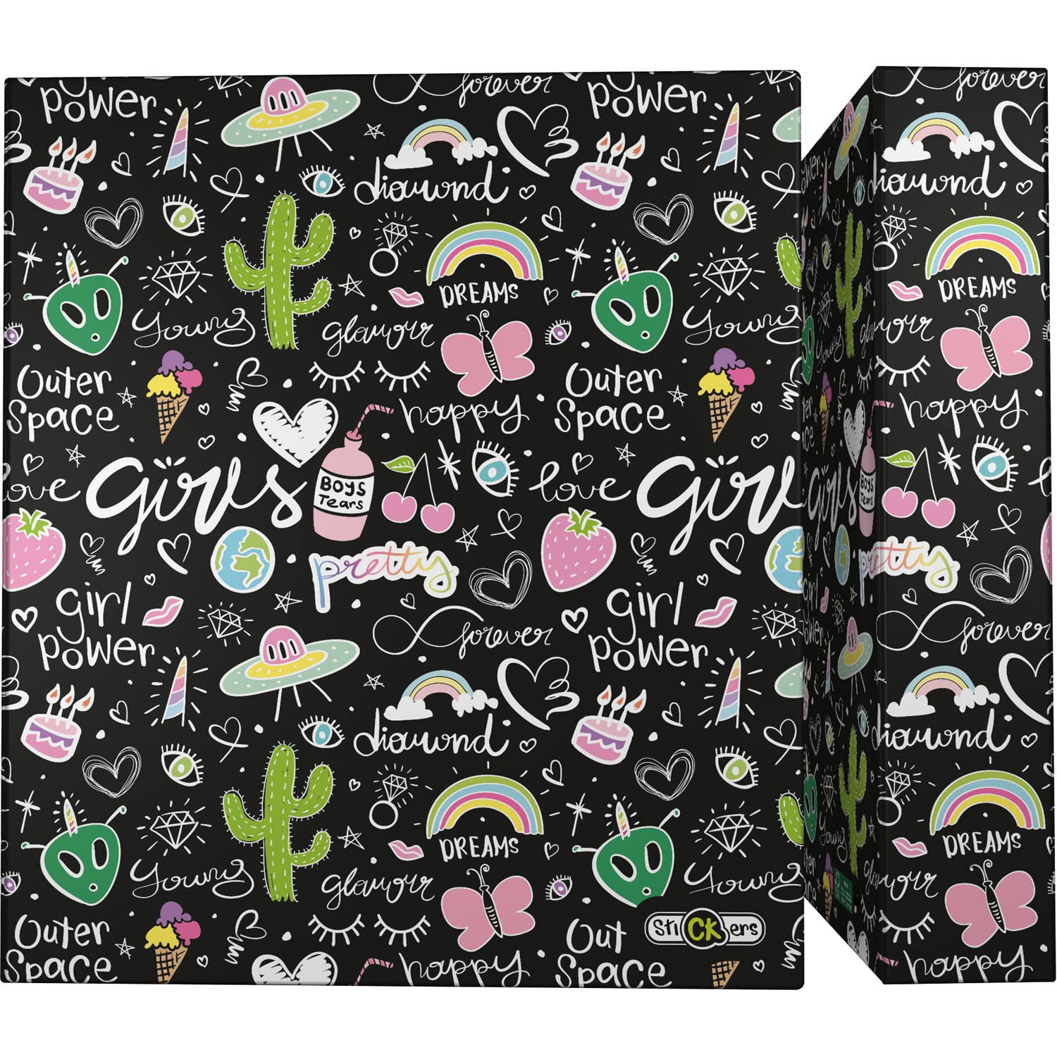 Grafoplás 88172655. A4 Ring Binder, 4 Mixed Rings 40 mm, Soft Anti-Fingerprint, Stickers Collection, Crazy Space