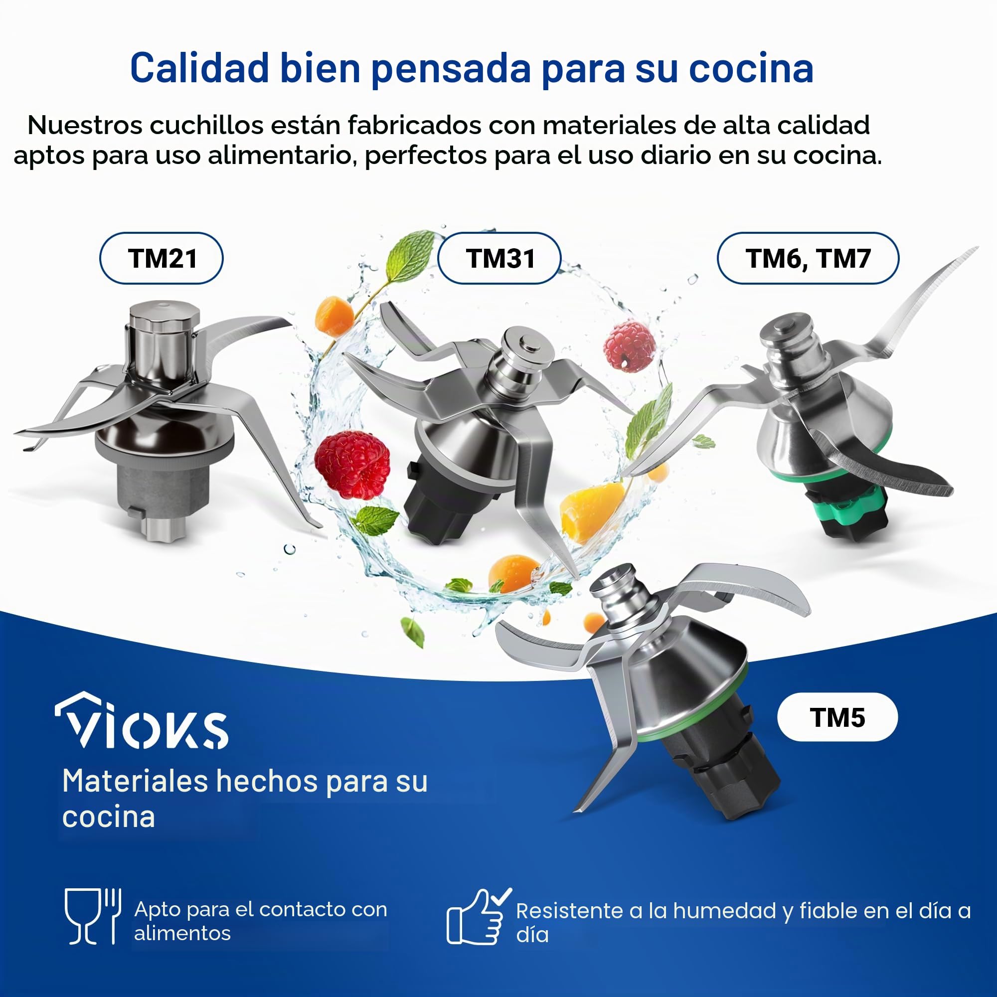 VIOKS Cuchilla de repuesto para Vоrwerk Thermоmix Cuchilla TM6 - Cuchilla de repuesto de acero inoxidable SUS420 Accesorio para robot de cocina TM6