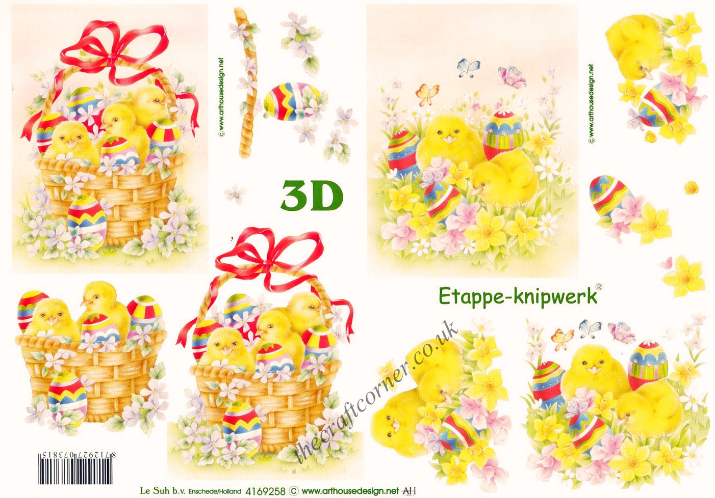 Fluffy Yellow Chicks With Easter Eggs 3d Decoupage Sheet