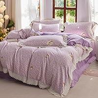 Vista 228 de 3 piezas de juego de funda de edredón tamaño individual XL, funda de edredón blanca con estampado floral azul, ropa de cama coquette de algodón