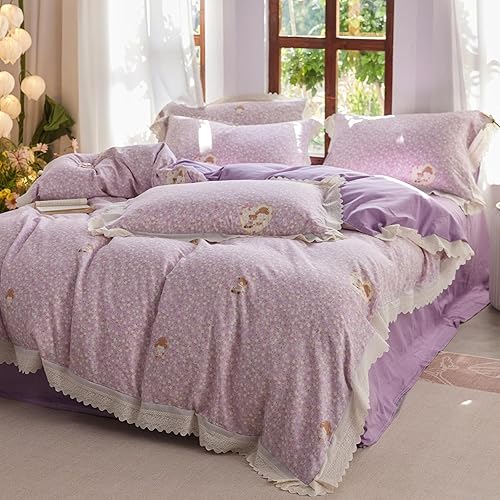 Miniatura 228 de 3 piezas de juego de funda de edredón tamaño individual XL, funda de edredón blanca con estampado floral azul, ropa de cama coquette de algodón