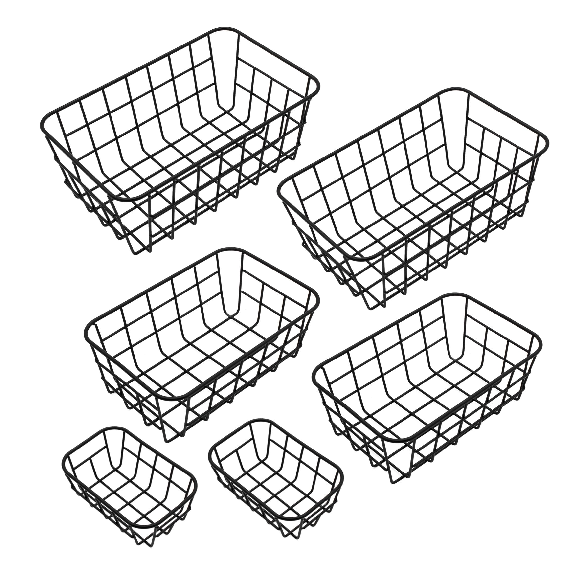KVSERT 2X Ijzer Bedrade Mand, Manden Metalen Mand Zonder Interlining Badkamer Keuken Organizer Zwart