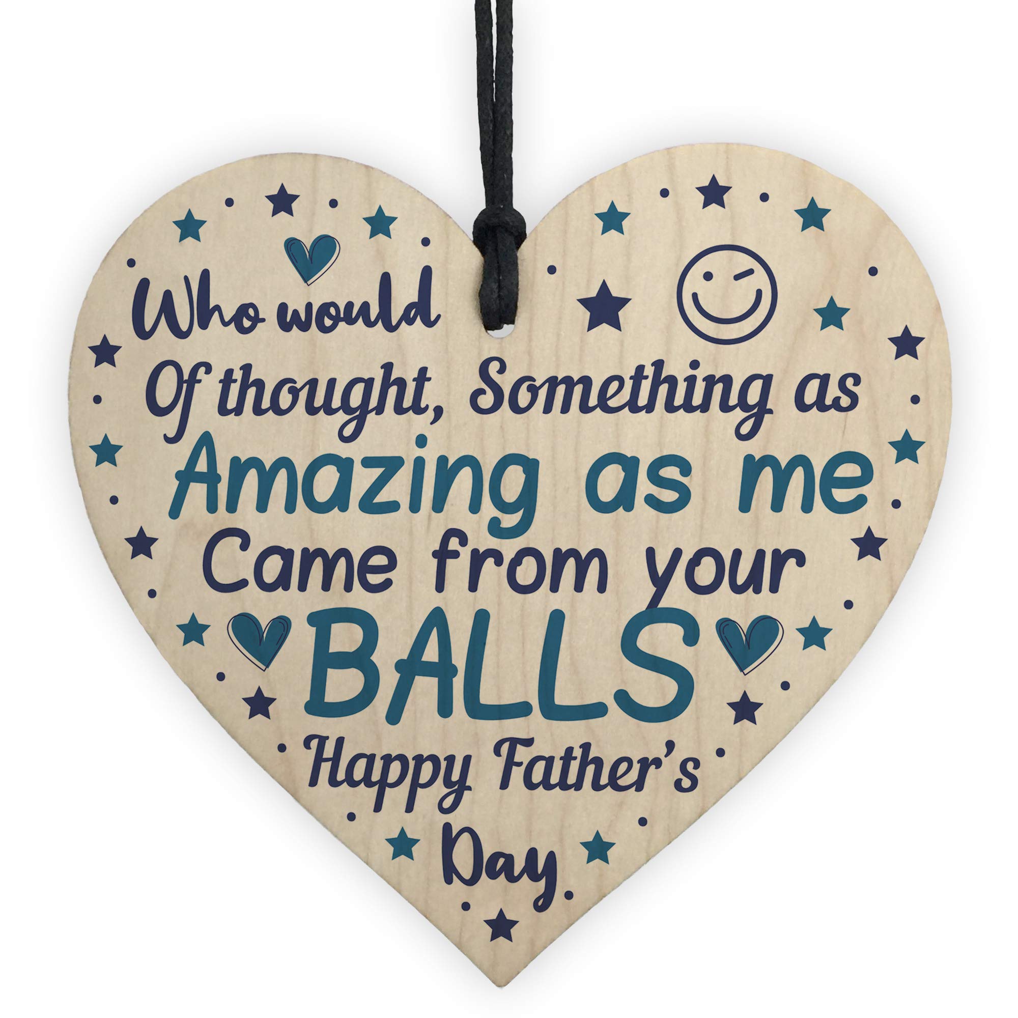 Red Ocean Funny Fathers Day Novelty Wooden Heart Sign Rude Dad From Daughter/Son