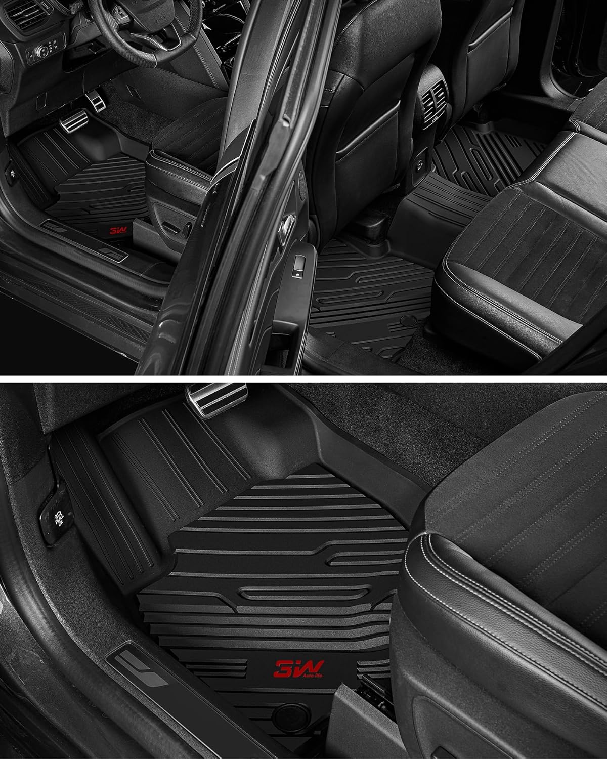 3W Floor Mats Fit for Ford Ranger 2020 2021 2022 2023, TPE All Weather Floor Liner for Ford Ranger Super Crew Cab,1st & 2nd Row Full Set Custom Fit Car Mats Accessories - Image 8