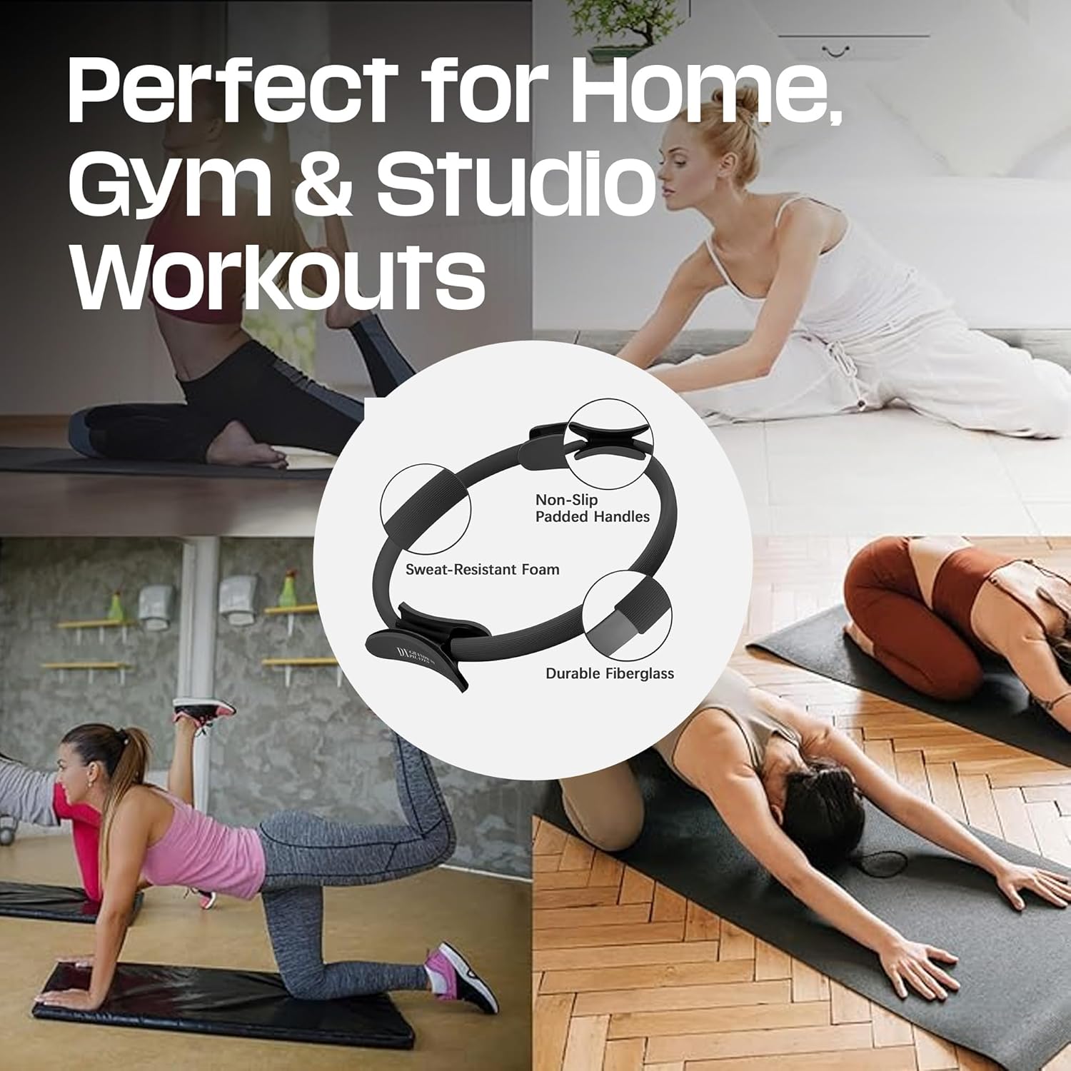 Premium Pilates Ring Fitness Circle - Lightweight Durable Foam Padded Handles, Flexible Resistance Exercise Equipment for Toning Arms, Thighs, Legs & Core - Image 7