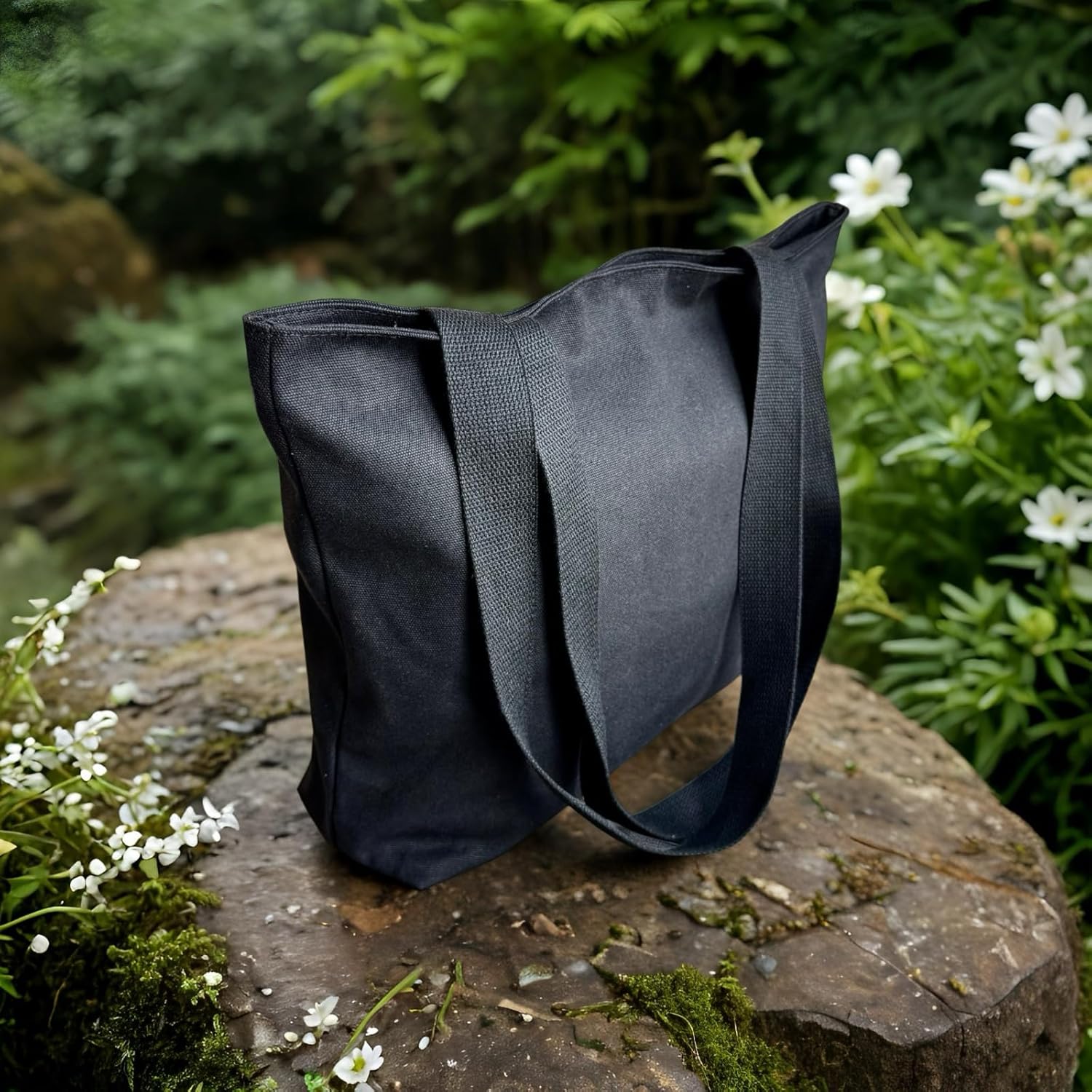 16OZ 100% Cotton Durable Large Multi Purpose Canvas Zipper Closure Lined Reusable Grocery Beach Diaper Casual Tote - Image 4