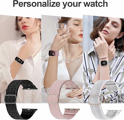 Miniatura 6 de Correas elásticas Swhatty de nailon, compatibles con Apple Watch de 1.651.731.77 pulgadas, ajustables, deportivas, unisex, para iWatch Series