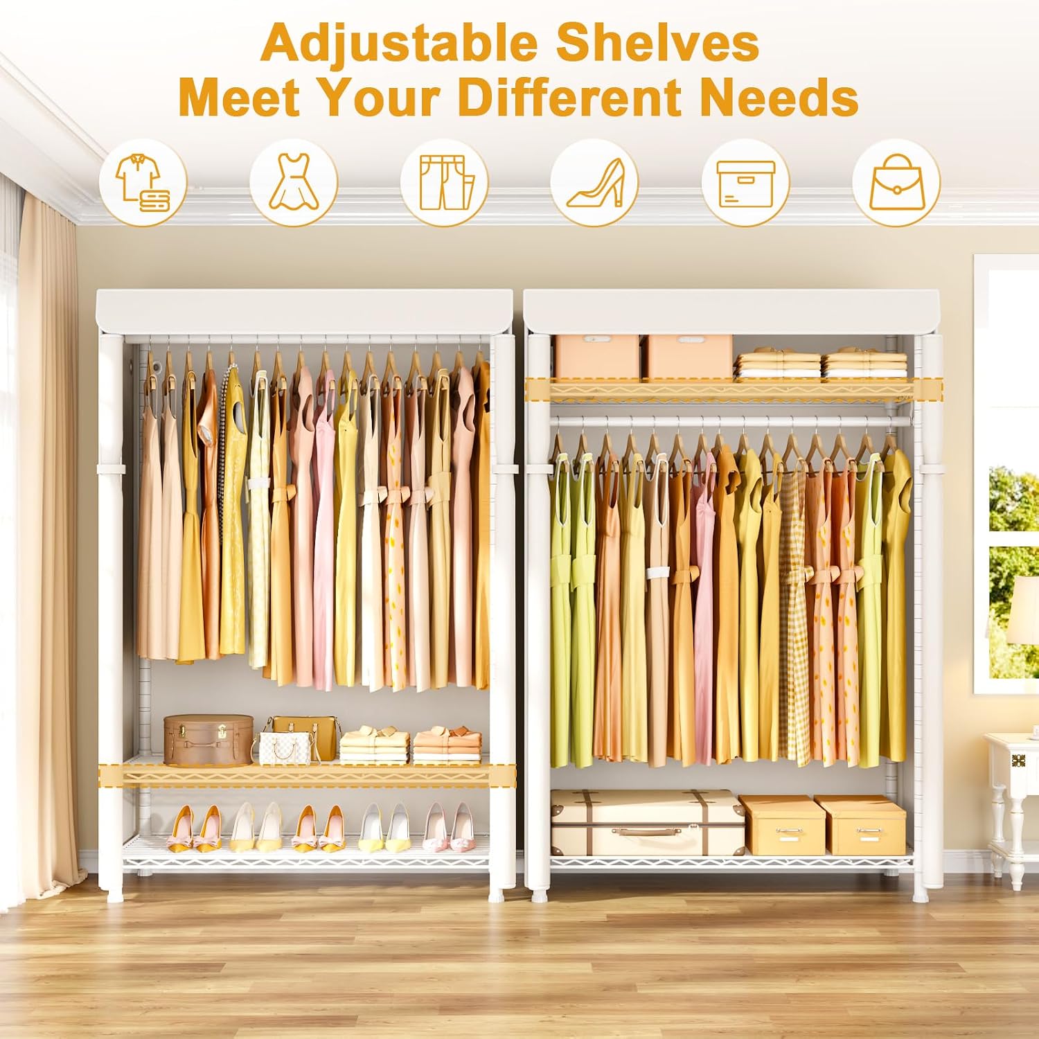 ULIFHOME H5C Plus Clothes Rack with Cover, Covered Clothing Rack Heavy Duty image 4