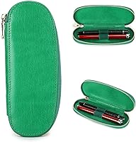 Vista 24 de Estuche Superior de Cuero Genuino de Grano Superior con 3 Ranuras para Lápices/Bolígrafos, Diseño de Moda Sólido Sin Logo, Hecho a Mano, Cierre