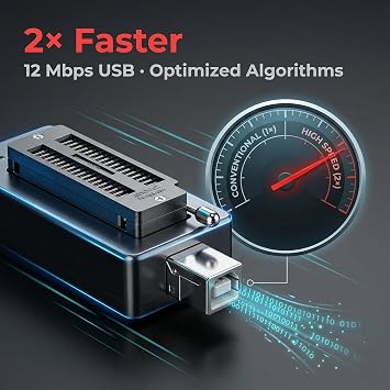 TL866III Universal Programmer Multi Device Programmer USB Chip Burner Supports 15000+ Chips 4 Simultaneous Programming High Speed Low Power with 9 Adapters for EEPROM Flash MCU