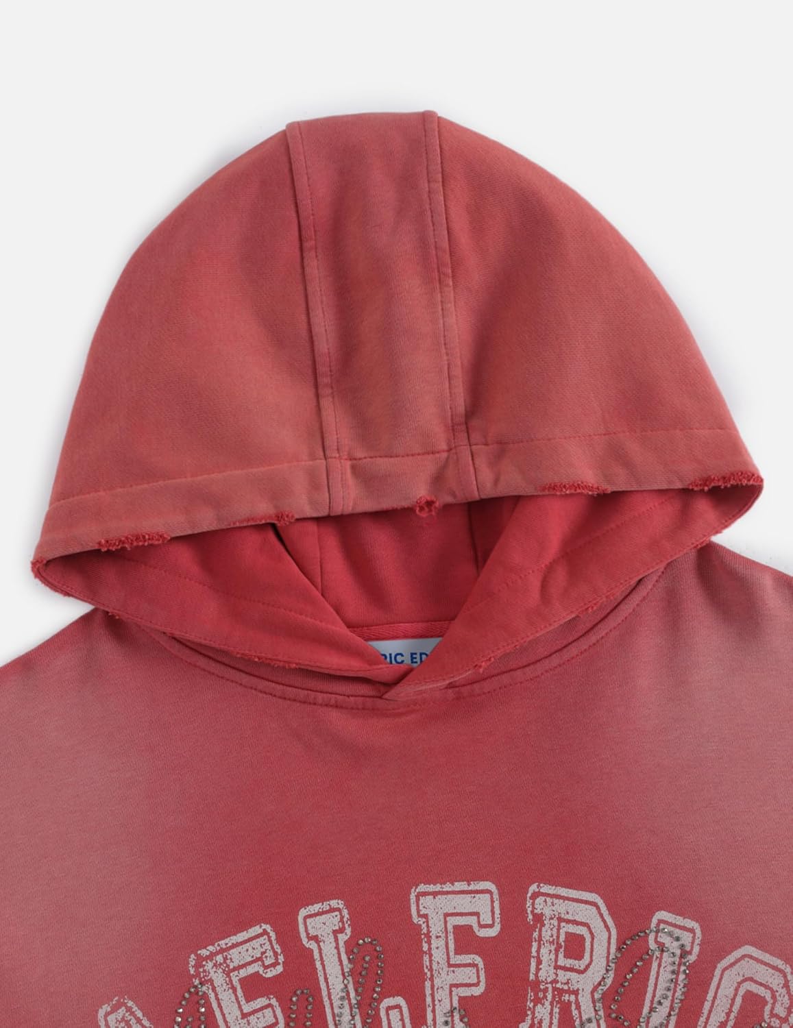 Aelfric Eden Boxy Rhinestone 77 Graphic Hoodie Vintage Distressed Pullover Unisex Streetwear with Pockets