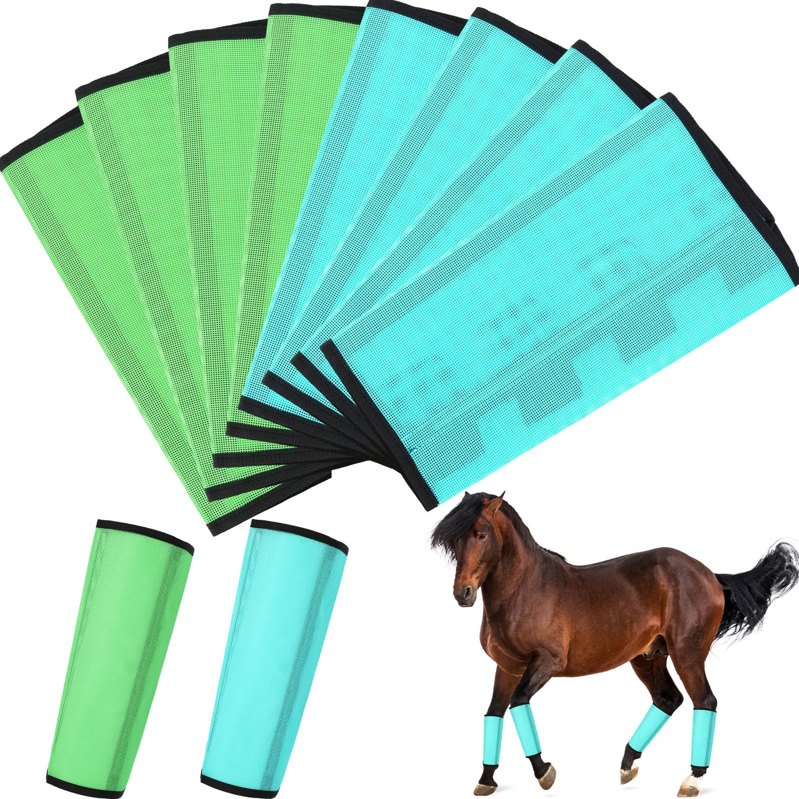 Bulyoou 8 Pcs Mesh Fly Boots for Horse Breathable Mesh Horse Boots Protective Horse Leg Wraps Horse Leggings for Preventing Flies and Mosquitoes Bites