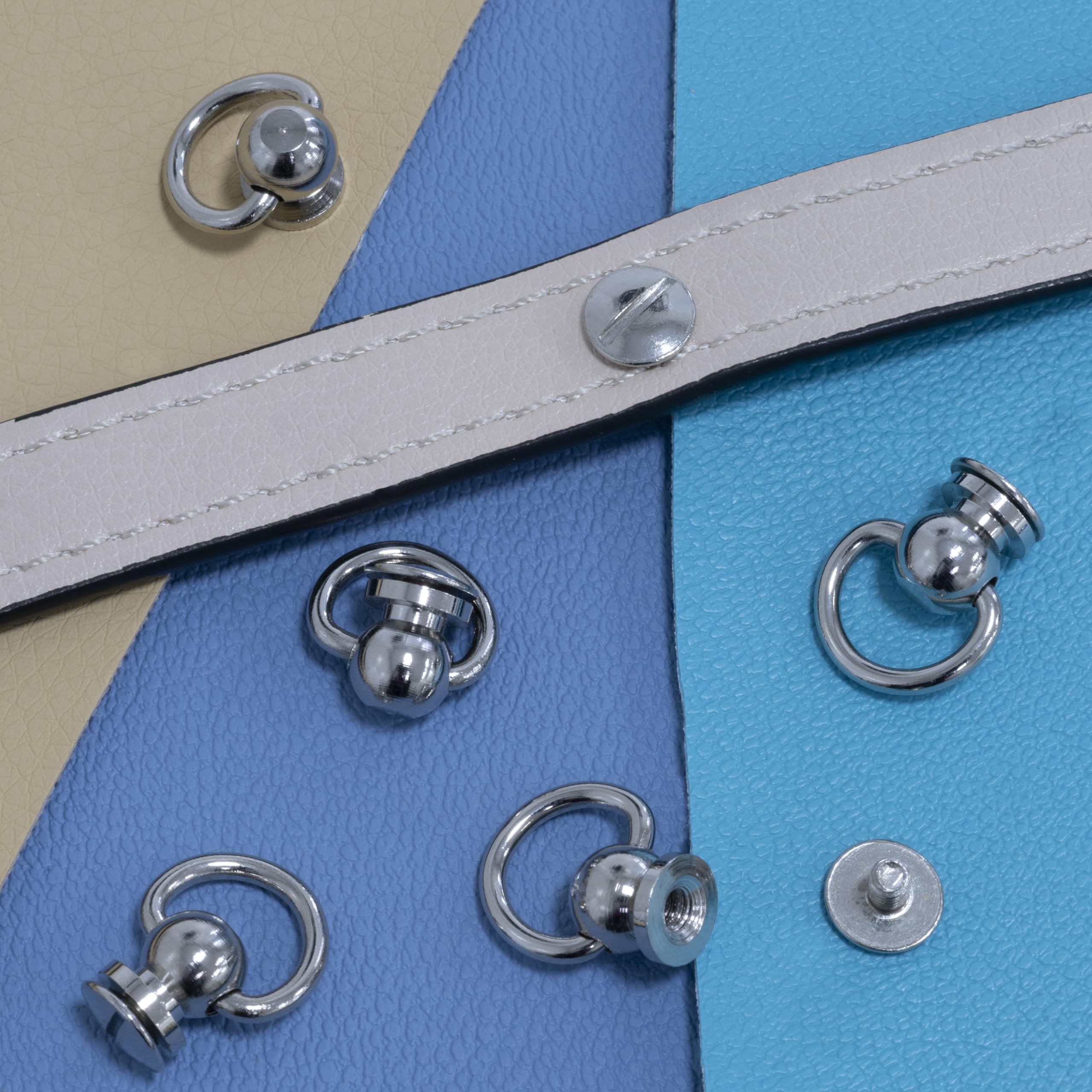 Set Di 5 Rivetti Decorativi Con Anello A D - Filettatura 3mm In Metallo Argento Per Fai-Da-Te - Foto 5