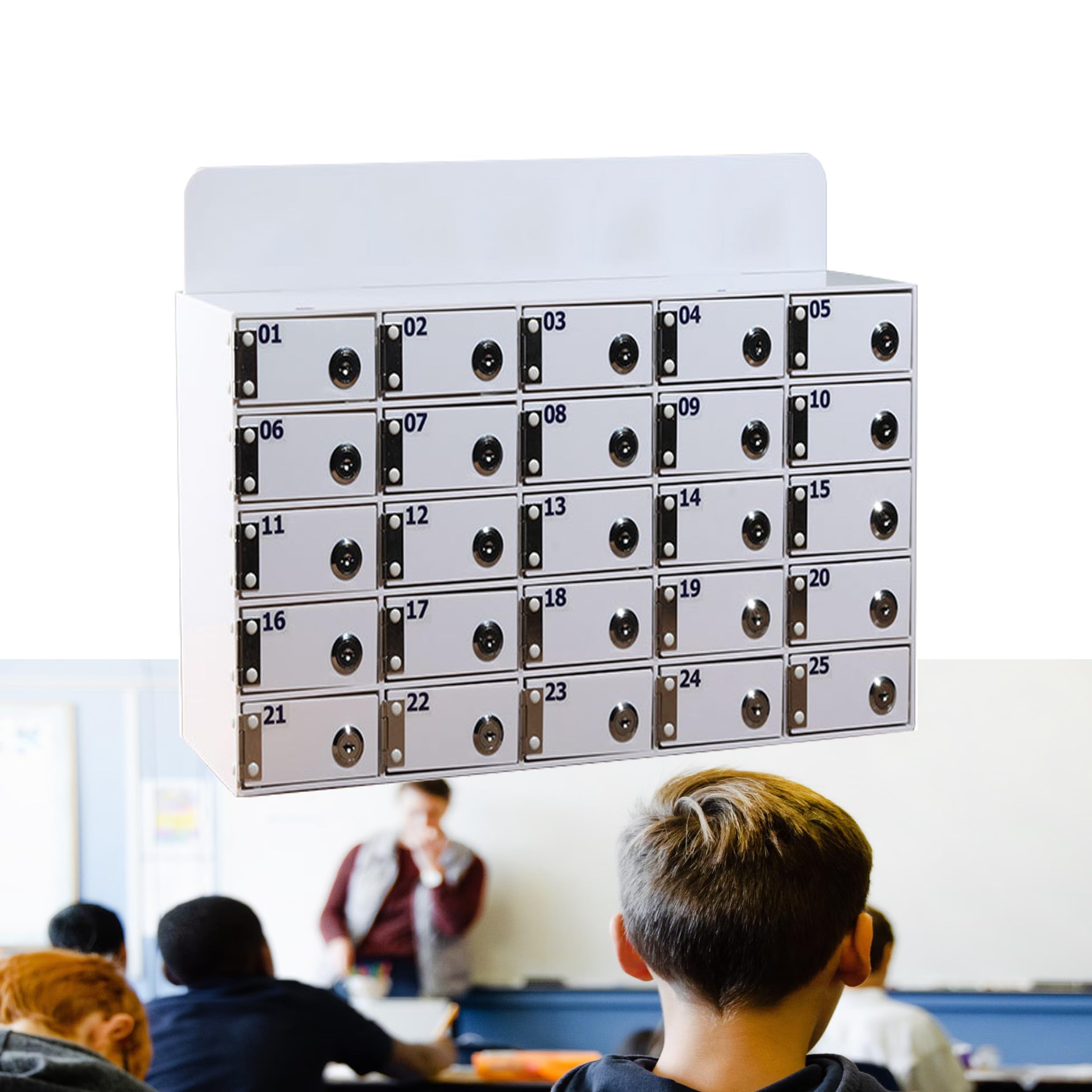 Caja de Almacenamiento para teléfono móvil Soporte acrílico para teléfono móvil Caja de Almacenamiento de Escritorio Caja de Seguridad para teléfono móvil con 80 Ranuras Cerradura con ll